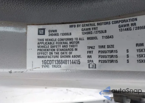 2004 Chevrolet Colorado Ls from USA, damaged, VIN 1GCDT136848114415